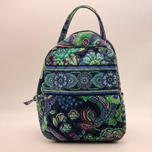 Vera Bradley Blue Green Paisley Quilted Lunch‎ Bag Tote Zip Closure Floral